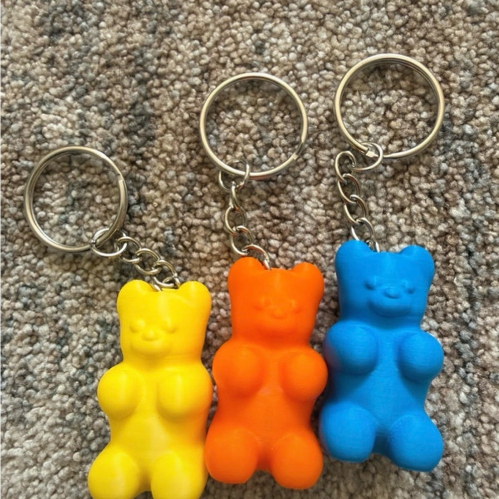 Gummy Bear Keychain Set for Kids - Yellow, Orange, Blue